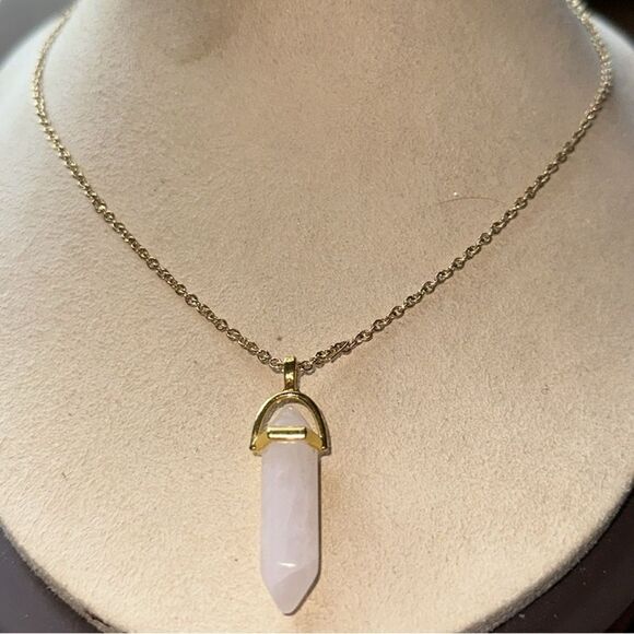 Rose Quartz Crystal Point Necklace - Picture 6 of 7